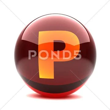 3d glossy sphere with orange letter - p Stock Illustration