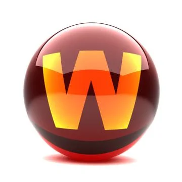 3d glossy sphere with orange letter - w Stock Illustration