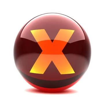 3d glossy sphere with orange letter - x Stock Illustration