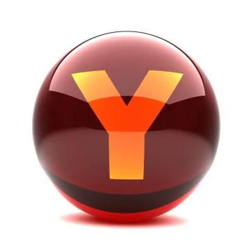 3d glossy sphere with orange letter - y Stock Illustration