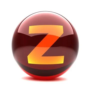 3d glossy sphere with orange letter - Z Stock Illustration