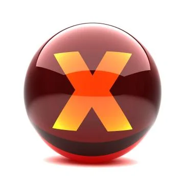 3d glossy sphere with orange letter - X Stock Illustration