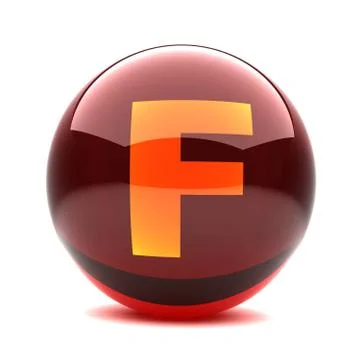 3d glossy sphere with orange letter - F Stock Illustration
