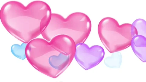 3d glossy translucent floating hearts animation loop on white background Stock Footage 345102592