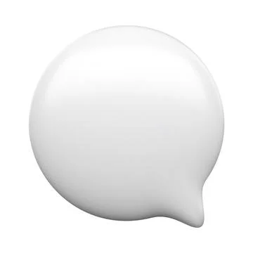 3d glossy white speech bubble icon circle shape isolated on white background Stock Illustration