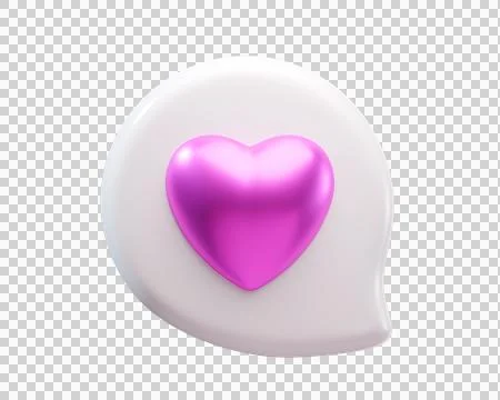 3D Glossy White Speech Bubble with Pink Heart Icon Иллюстрация