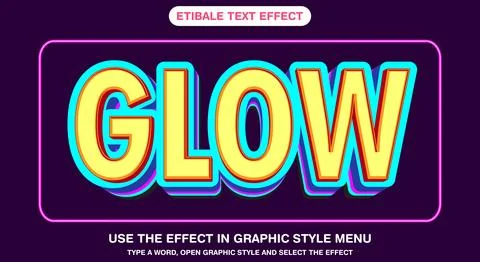3D Glow Editable text effect Illustrazione stock