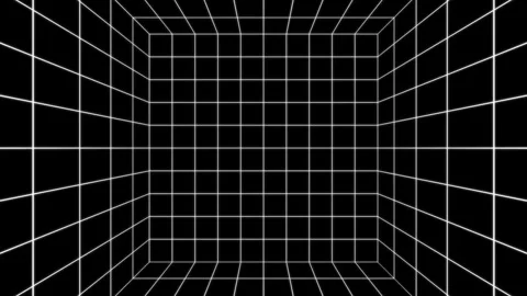 3D Glow Grid Room Perspective Animation Stock Footage 316305258