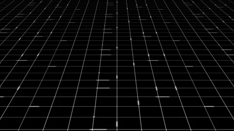 3D glow white floor grid lines animation with light streaks moving across lines. Stock Footage 332175911