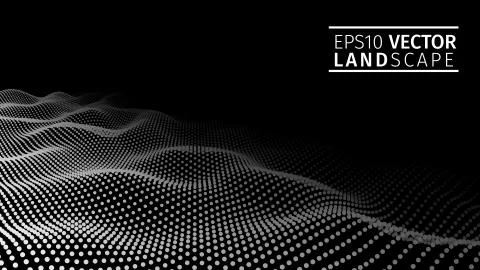 3D glowing abstract digital wave particles. Futuristic vector illustration. HUD Stock Illustration