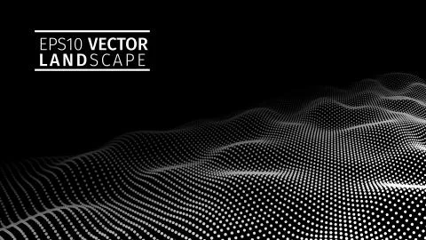 3D glowing abstract digital wave particles. Futuristic vector illustration. HUD Stock Illustration