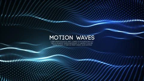 3D glowing abstract digital wave particles. Futuristic vector illustration. HUD Stock Illustration
