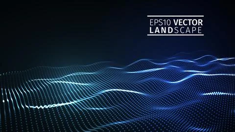 3D glowing abstract digital wave particles. Futuristic illustration. HUD element Stock-Illustration