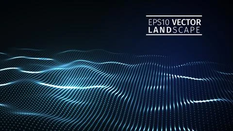 3D glowing abstract digital wave particles. Futuristic illustration. HUD element Stock-Illustration