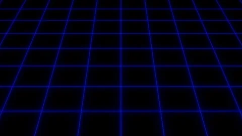 3D glowing blue grid lines animation forming floor grid on black background. Stock Footage 330310754