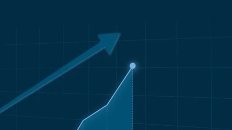 3D glowing blue line graph progress animation with smooth camera tracking. Stock Footage 318251240