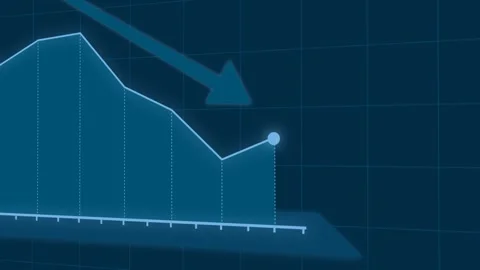 3D glowing blue line graph crash animation with dynamic camera tracking. Stock Footage 318418852