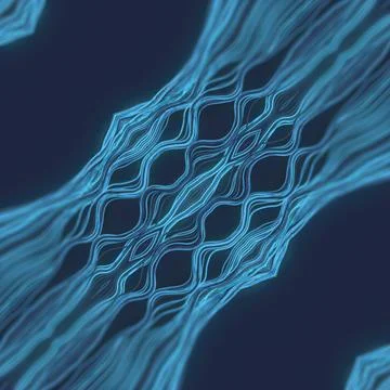 3D glowing blue lines diagonal tunnel depth field 스톡 일러스트
