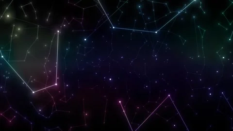 3D Glowing Constellations in Deep Space with Vibrant Nebula Colors, 4K Loop Stock Footage 307495976