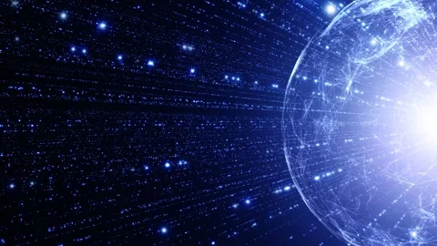3d glowing cyber sphere with glowing dots loop motion Stock Footage 340590212
