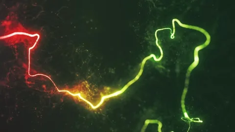 3d Glowing Distorted Light String Stock Footage 240938377