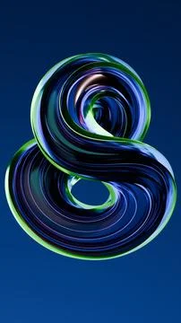 3D glowing infinity loop artwork with metallic reflections on blue backdrop Stock Illustration