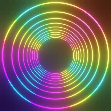 3d glowing magic circle frame. Glowing neon fire wave. Stock Illustration