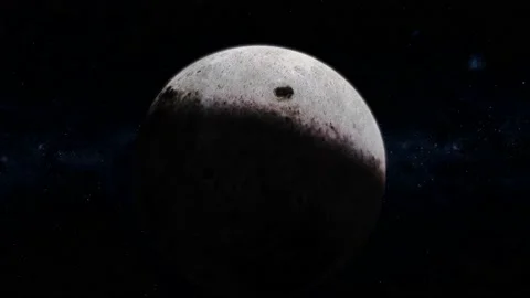 3d Glowing Moon planet on space star Stock Footage 221905561