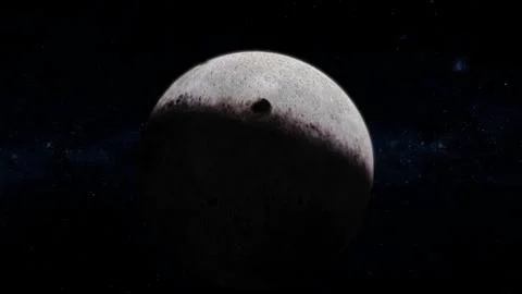 3d Glowing Moon planet on space star Stock Illustration