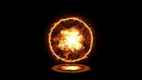 3d glowing red sphere of fire in the Universe. Stock Illustration