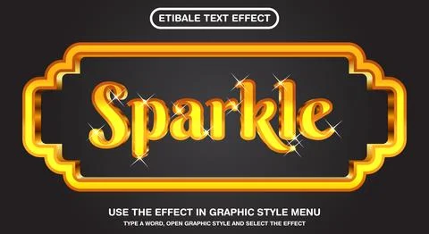 3d glowing sparkle editable text Stock Illustration