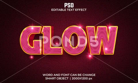 3D Glowing Text Effect - Template PSD Plantilla PSD