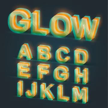 3d glowing typeset, vector Stock Illustration