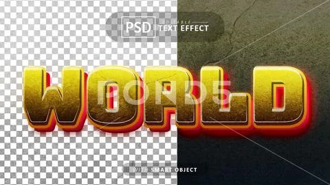 3d glowing world text effect editable PSD Template