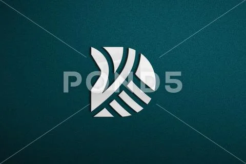 3d glsss texture logo mockup on cyan background PSD Template