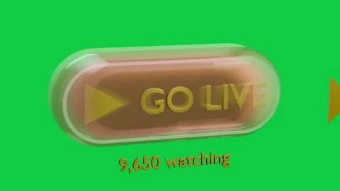 3D GO LIVE button rotating, transparent, cursor clicking, flashing, incrementing Stock Footage 339197912