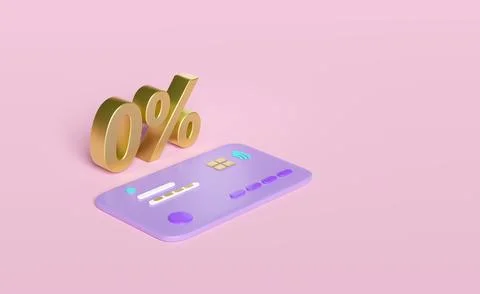 3d gold 0%, zero percent isolated on pink background. discounted products v.. Stock Illustration