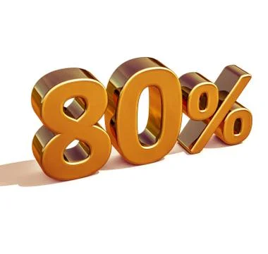 3d Gold 80 Eighty Percent Discount Sign Illustrazione stock