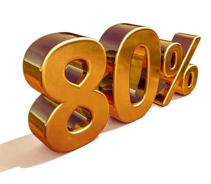 3d Gold 80 Eighty Percent Discount Sign Stock Illustration