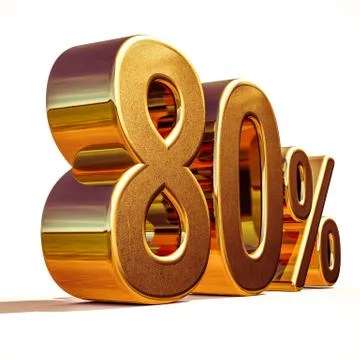 3d Gold 80 Eighty Percent Discount Sign Stock Illustration