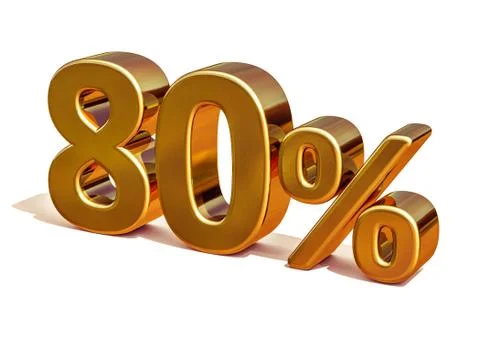 3d Gold 80 Eighty Percent Discount Sign Illustrazione stock