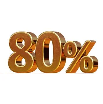 3d Gold 80 Eighty Percent Discount Sign Stock Illustration