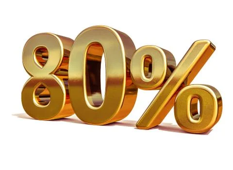 3d Gold 80 Eighty Percent Discount Sign Illustrazione stock