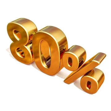 3d Gold 80 Eighty Percent Discount Sign Stock Illustration