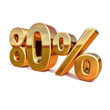 3d Gold 80 Eighty Percent Discount Sign Stock-Illustration