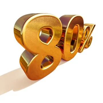3d Gold 80 Eighty Percent Discount Sign Stock Illustration