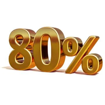 3d Gold 80 Eighty Percent Discount Sign Stock Illustration