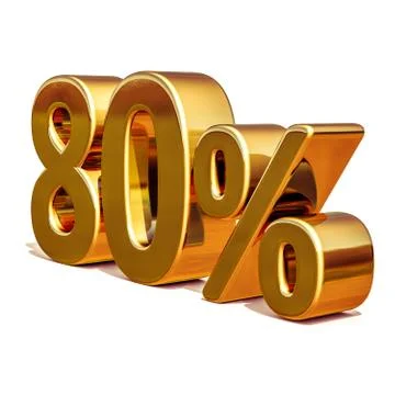 3d Gold 80 Eighty Percent Discount Sign Иллюстрация