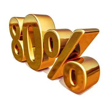 3d Gold 80 Eighty Percent Discount Sign Stock Illustration