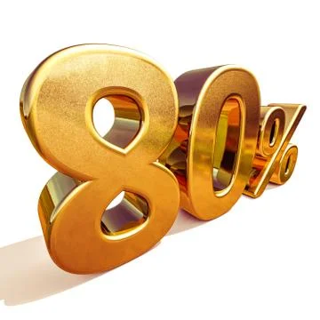 3d Gold 80 Eighty Percent Discount Sign Stock-Illustration